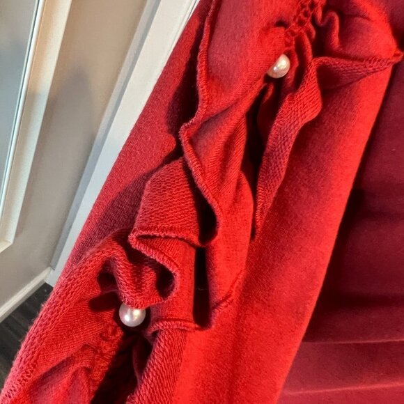 Free Generation Rust colored sweatshirt with ruffled sleeves, Size Medium - Picture 4 of 9